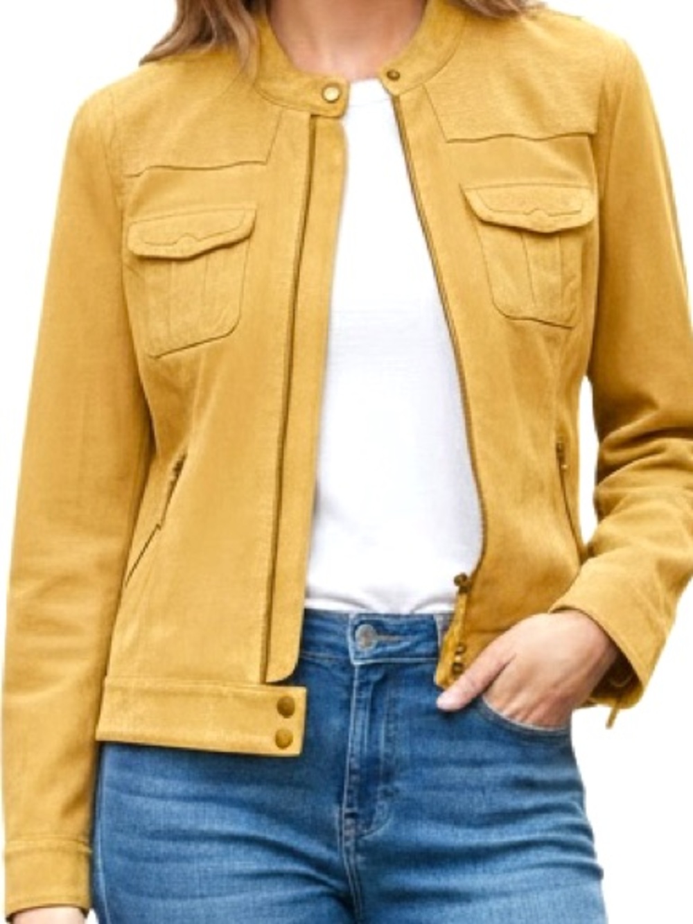 Lucky Brand Genuine Suede Leather Utility Jacket XL Tan